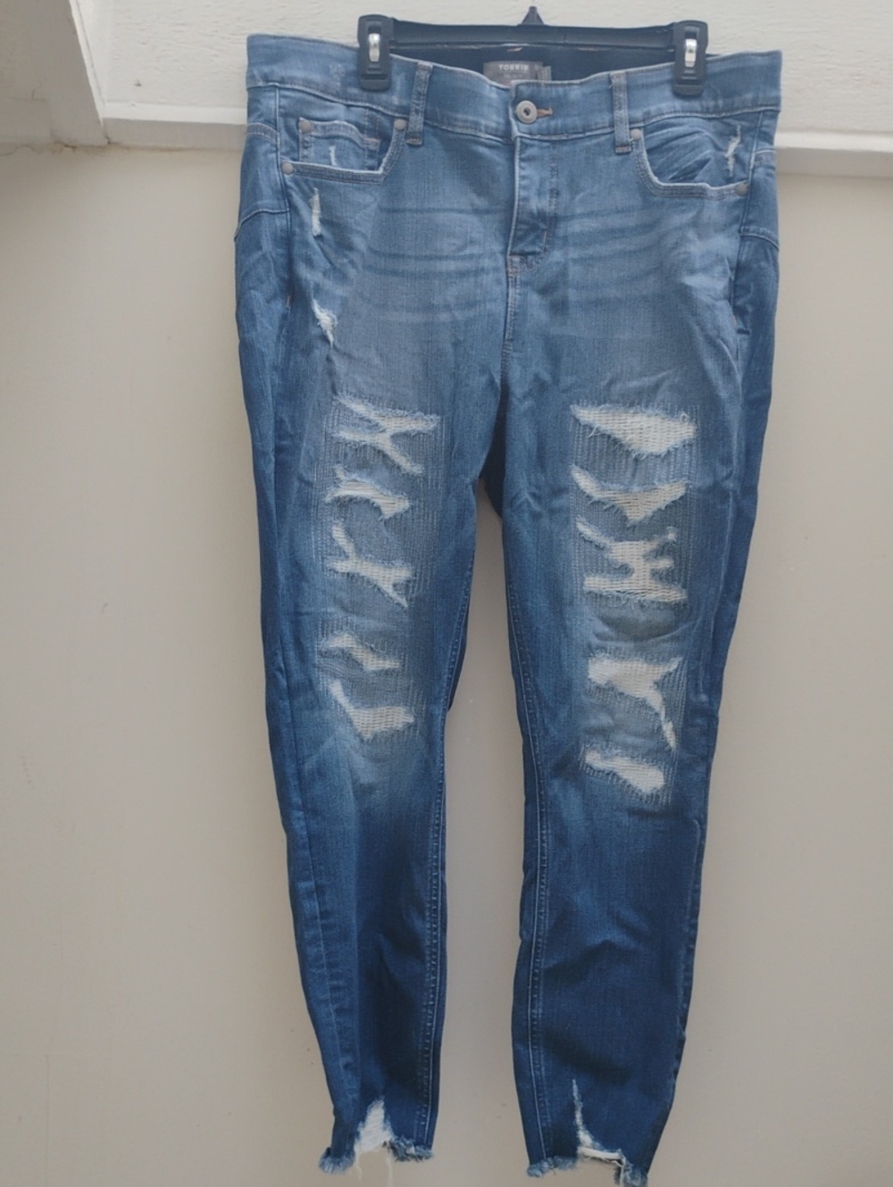 torrid Distressed Blue Ripped Skinny Jeans